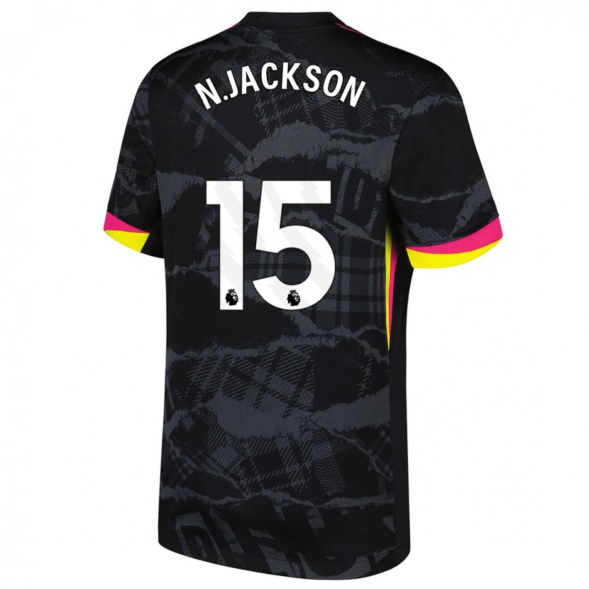 Danxen Niño Camiseta Nicolas Jackson #15 Negro Rosa Equipación Tercera 2024/25 La Camisa México