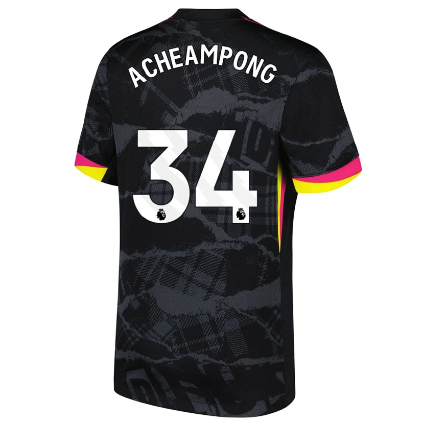 Danxen Niño Camiseta Josh Acheampong #34 Negro Rosa Equipación Tercera 2024/25 La Camisa México
