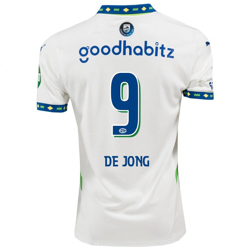 Danxen Niño Camiseta Luuk De Jong #9 Blanco Azul Oscuro Equipación Tercera 2024/25 La Camisa México