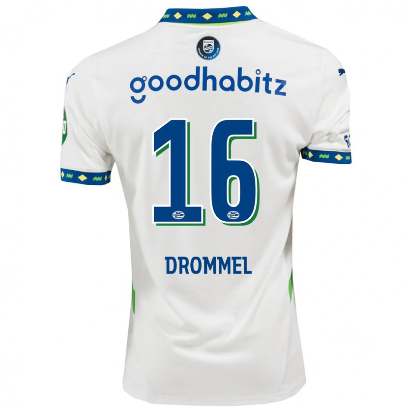 Danxen Niño Camiseta Joël Drommel #16 Blanco Azul Oscuro Equipación Tercera 2024/25 La Camisa México