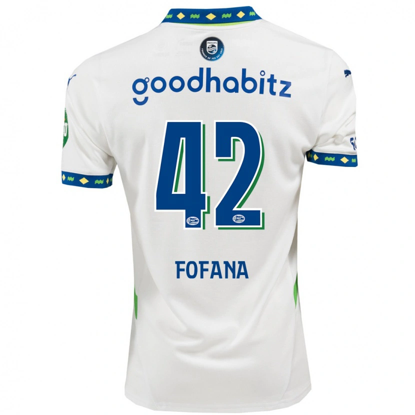 Danxen Niño Camiseta Fodé Fofana #42 Blanco Azul Oscuro Equipación Tercera 2024/25 La Camisa México