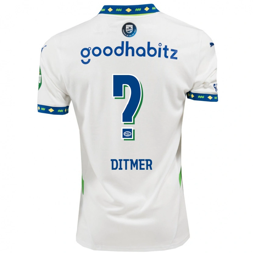 Danxen Niño Camiseta Sébas Ditmer #0 Blanco Azul Oscuro Equipación Tercera 2024/25 La Camisa México