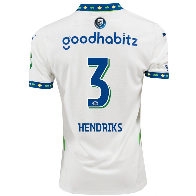 Danxen Niño Camiseta Gwyneth Hendriks #3 Blanco Azul Oscuro Equipación Tercera 2024/25 La Camisa México