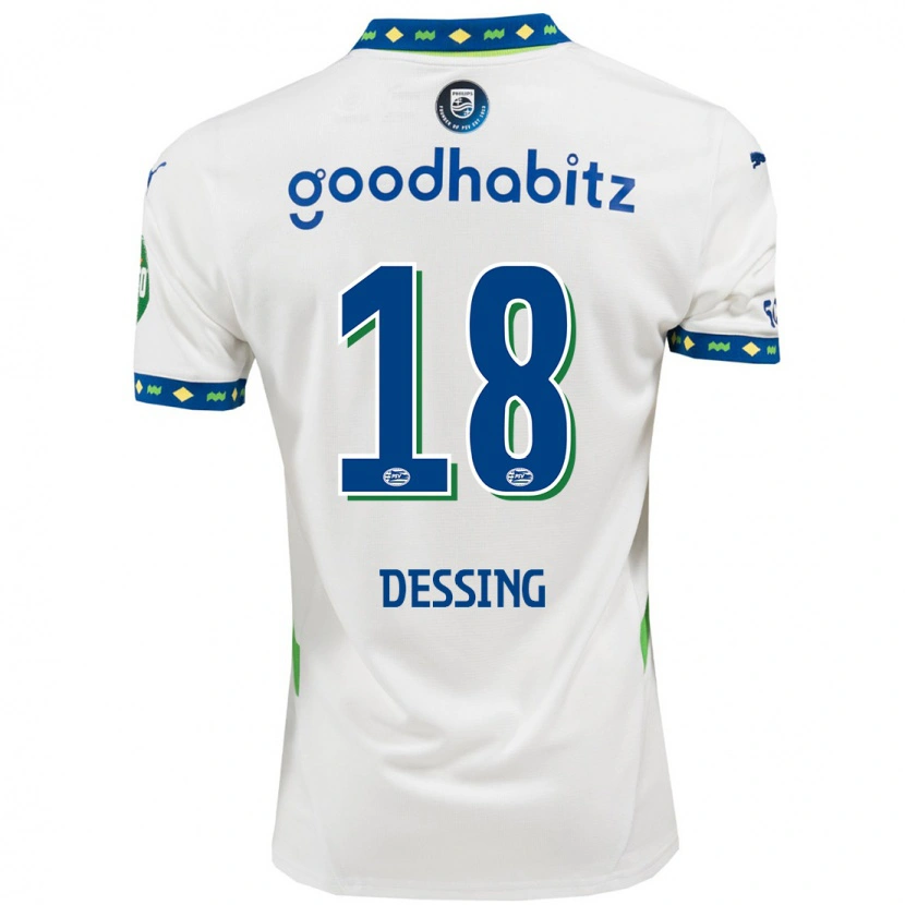 Danxen Niño Camiseta Shanique Dessing #18 Blanco Azul Oscuro Equipación Tercera 2024/25 La Camisa México