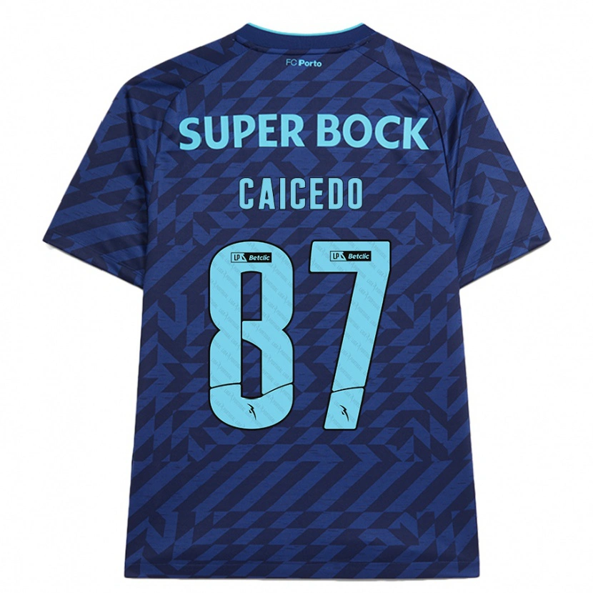 Danxen Niño Camiseta Brayan Caicedo #87 Azul Marino Equipación Tercera 2024/25 La Camisa México