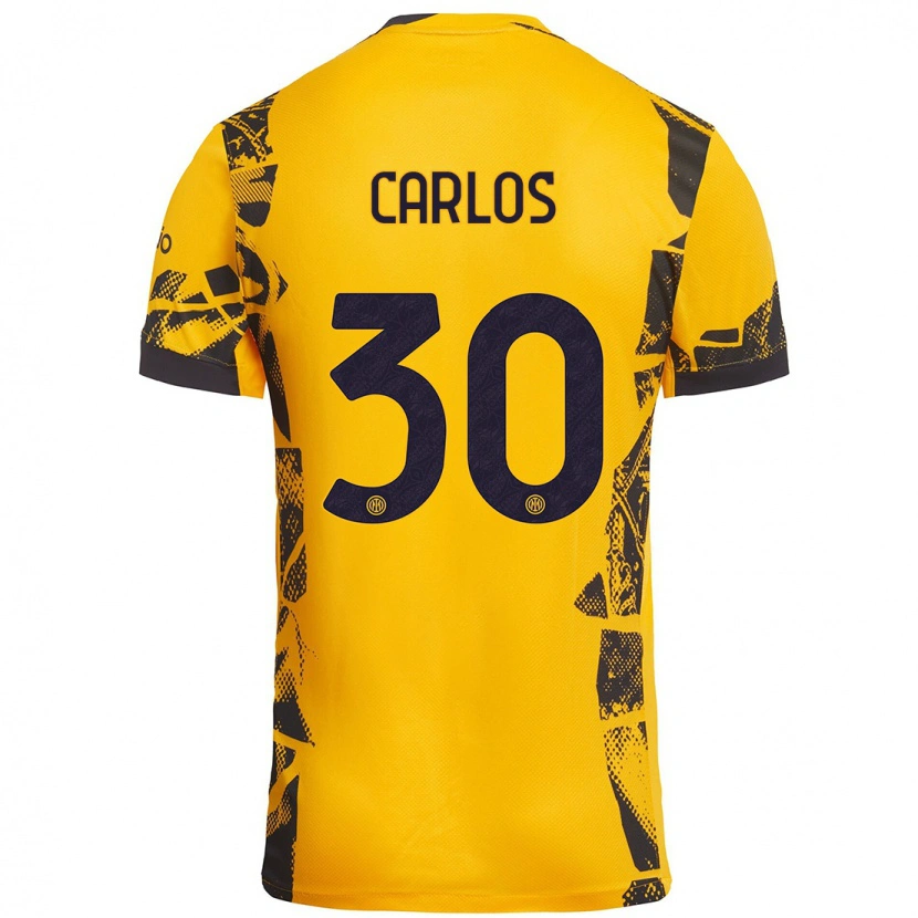 Danxen Niño Camiseta Carlos Augusto #30 Dorado Negro Equipación Tercera 2024/25 La Camisa México