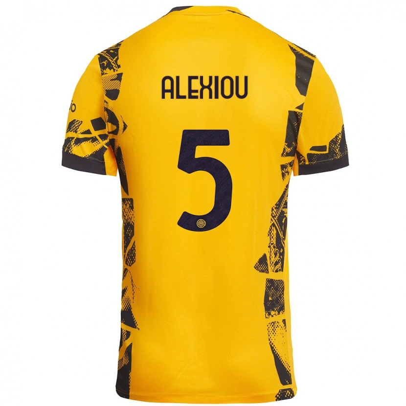 Danxen Niño Camiseta Christos Alexiou #5 Dorado Negro Equipación Tercera 2024/25 La Camisa México