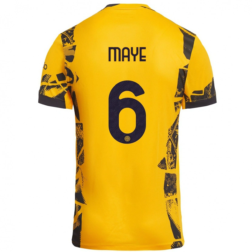 Danxen Niño Camiseta Yvan Maye #6 Dorado Negro Equipación Tercera 2024/25 La Camisa México