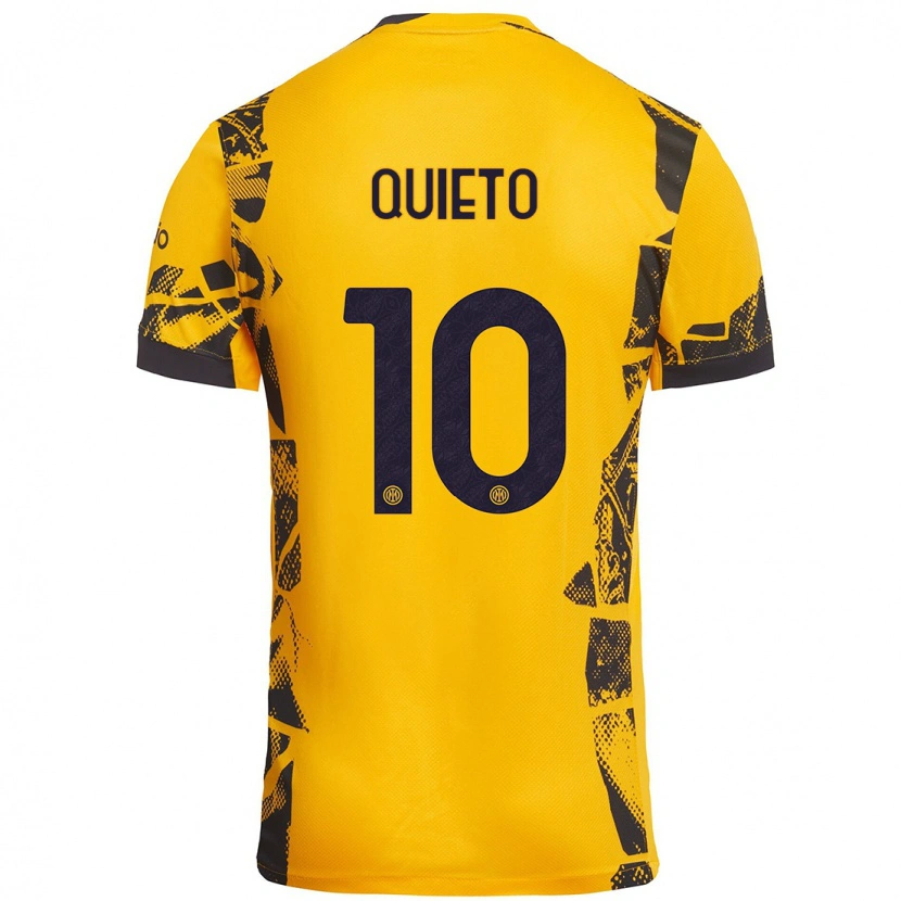 Danxen Niño Camiseta Daniele Quieto #10 Dorado Negro Equipación Tercera 2024/25 La Camisa México