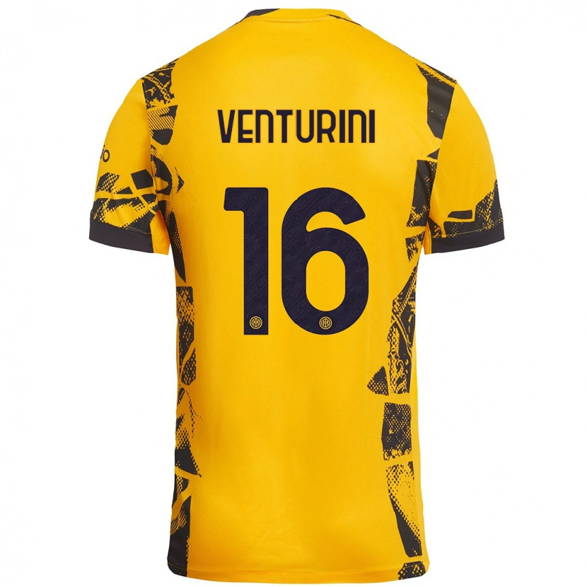 Danxen Niño Camiseta Matteo Venturini #16 Dorado Negro Equipación Tercera 2024/25 La Camisa México