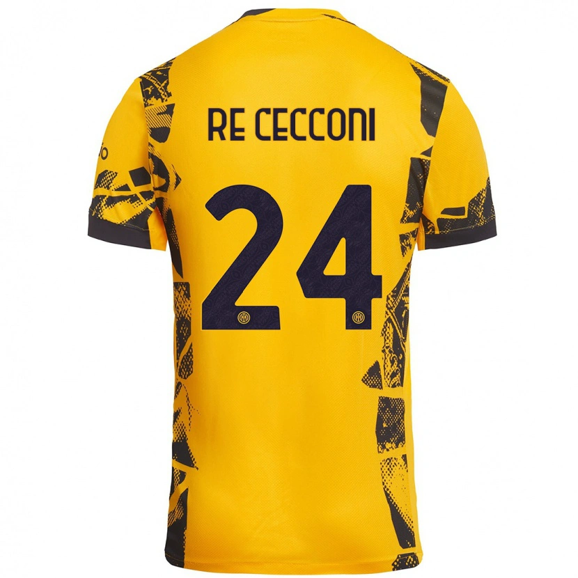 Danxen Niño Camiseta Gabriele Re Cecconi #24 Dorado Negro Equipación Tercera 2024/25 La Camisa México