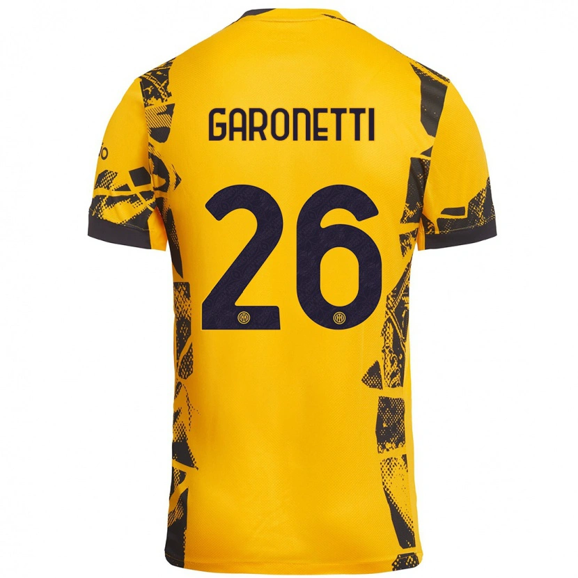 Danxen Niño Camiseta Gabriele Garonetti #26 Dorado Negro Equipación Tercera 2024/25 La Camisa México