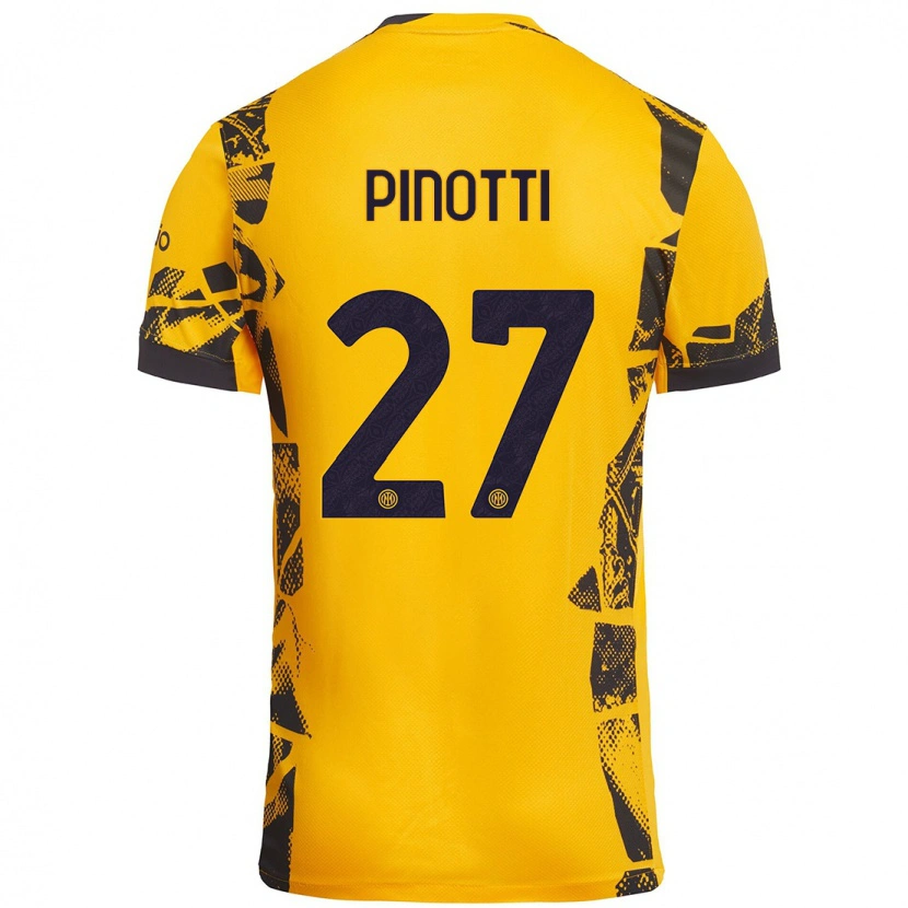 Danxen Niño Camiseta Manuel Pinotti #27 Dorado Negro Equipación Tercera 2024/25 La Camisa México