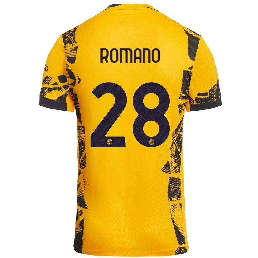 Danxen Niño Camiseta Thiago Romano #28 Dorado Negro Equipación Tercera 2024/25 La Camisa México