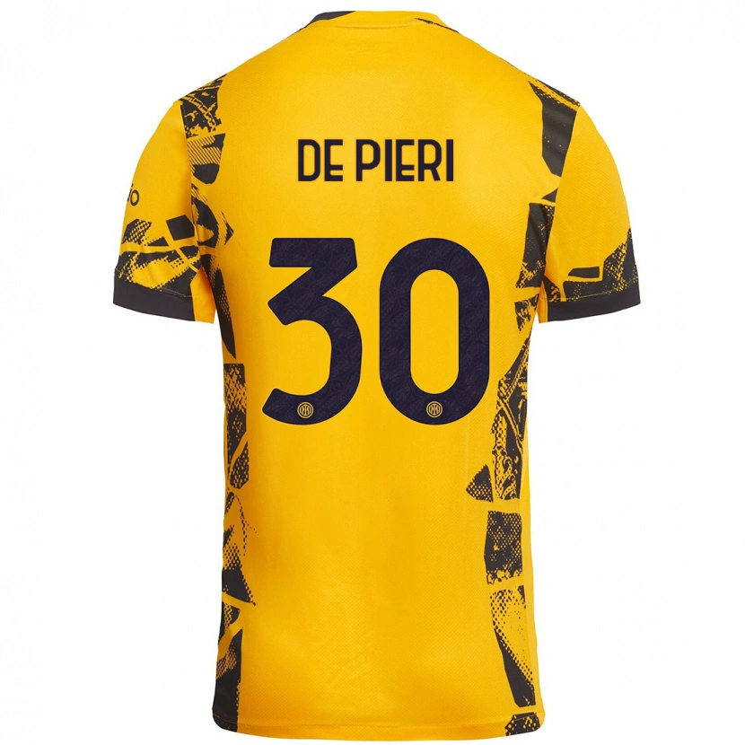 Danxen Niño Camiseta Giacomo De Pieri #30 Dorado Negro Equipación Tercera 2024/25 La Camisa México
