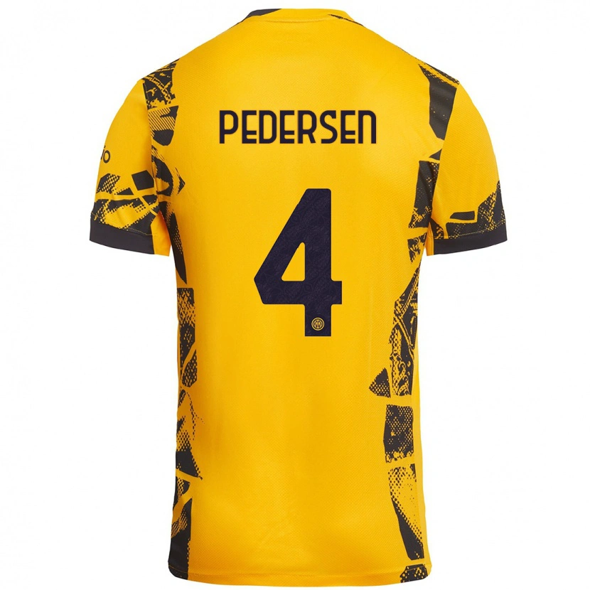 Danxen Niño Camiseta Sofie Junge Pedersen #4 Dorado Negro Equipación Tercera 2024/25 La Camisa México