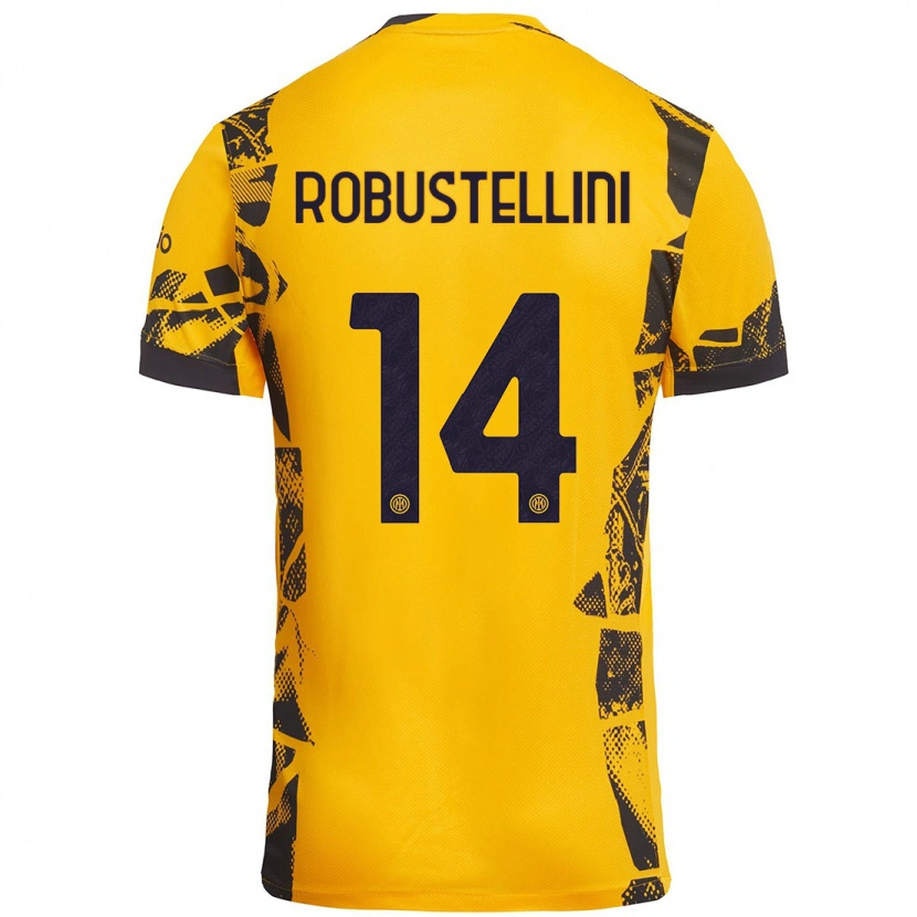 Danxen Niño Camiseta Chiara Robustellini #14 Dorado Negro Equipación Tercera 2024/25 La Camisa México