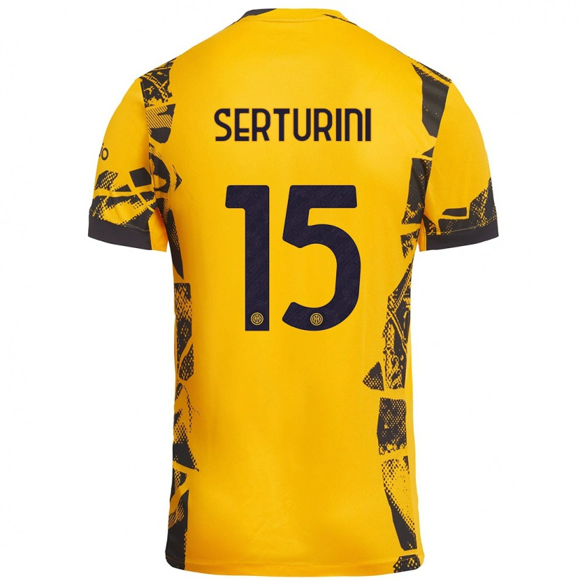 Danxen Niño Camiseta Annamaria Serturini #15 Dorado Negro Equipación Tercera 2024/25 La Camisa México