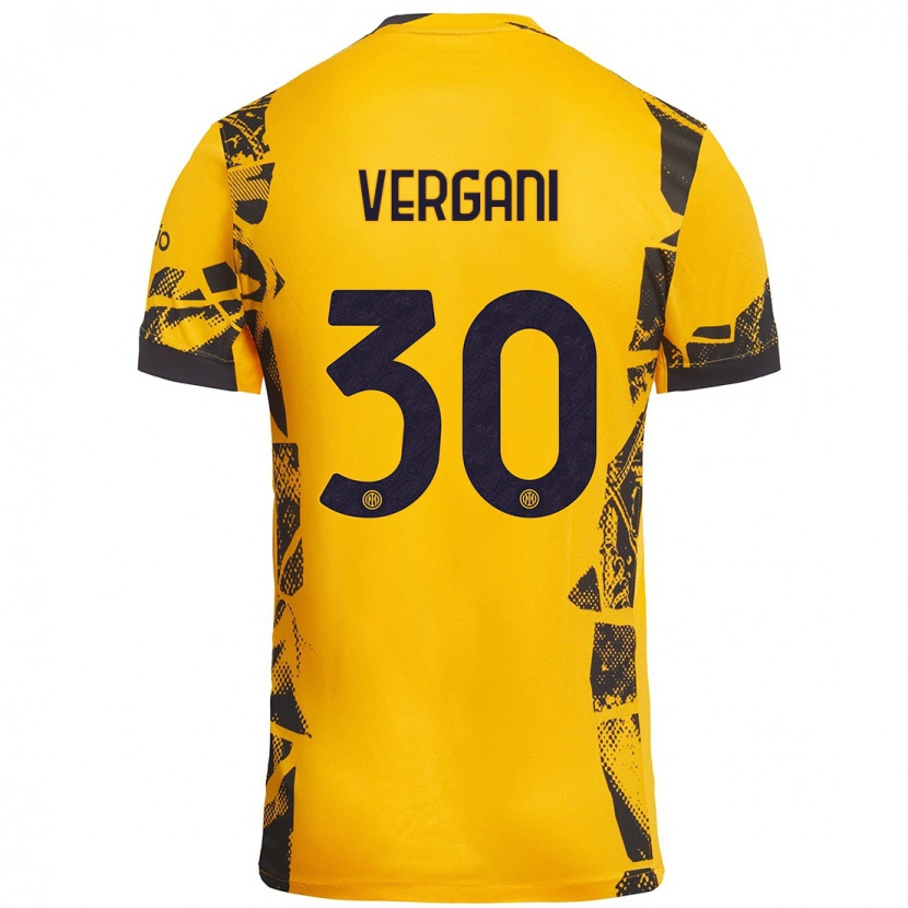 Danxen Niño Camiseta Bianca Vergani #30 Dorado Negro Equipación Tercera 2024/25 La Camisa México