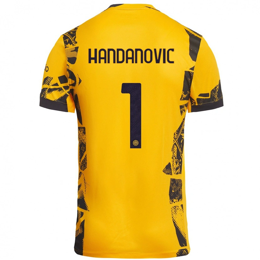 Danxen Niño Camiseta Samir Handanovic #1 Dorado Negro Equipación Tercera 2024/25 La Camisa México