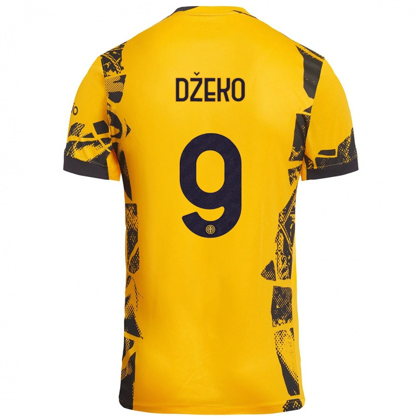 Danxen Niño Camiseta Edin Dzeko #9 Dorado Negro Equipación Tercera 2024/25 La Camisa México