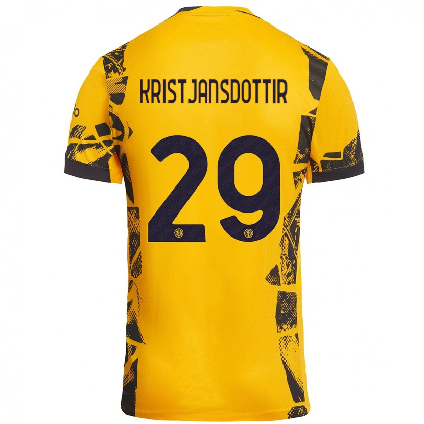 Danxen Niño Camiseta Anna Bjork Kristjansdottir #29 Dorado Negro Equipación Tercera 2024/25 La Camisa México