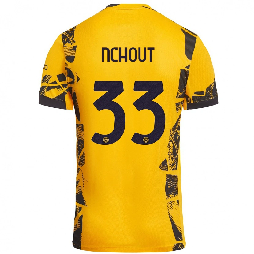 Danxen Niño Camiseta Ajara Nchout #33 Dorado Negro Equipación Tercera 2024/25 La Camisa México