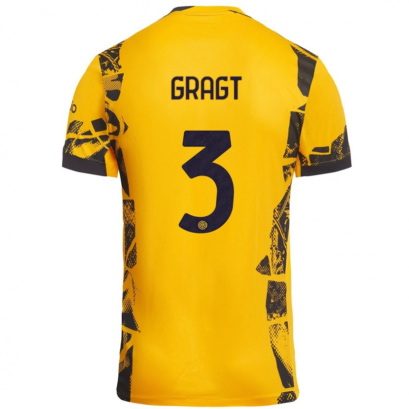 Danxen Niño Camiseta Stefanie Van Der Gragt #3 Dorado Negro Equipación Tercera 2024/25 La Camisa México
