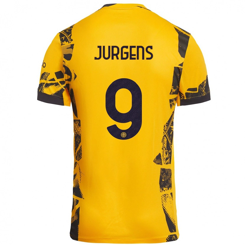 Danxen Niño Camiseta Oliver Jurgens #9 Dorado Negro Equipación Tercera 2024/25 La Camisa México