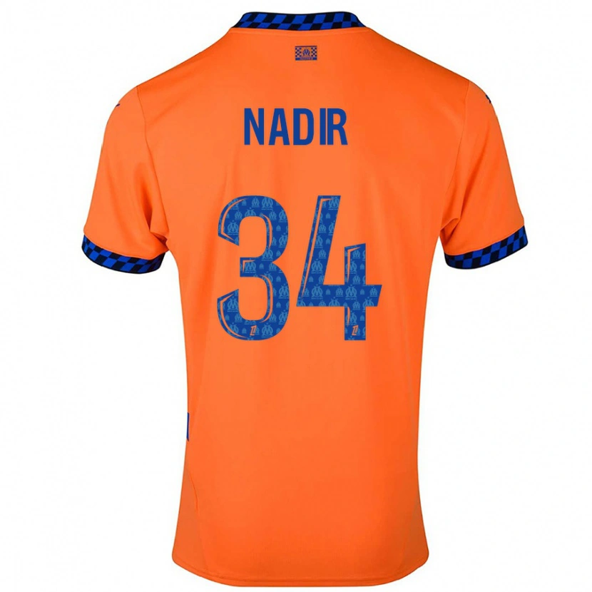 Danxen Niño Camiseta Bilal Nadir #34 Naranja Azul Oscuro Equipación Tercera 2024/25 La Camisa México