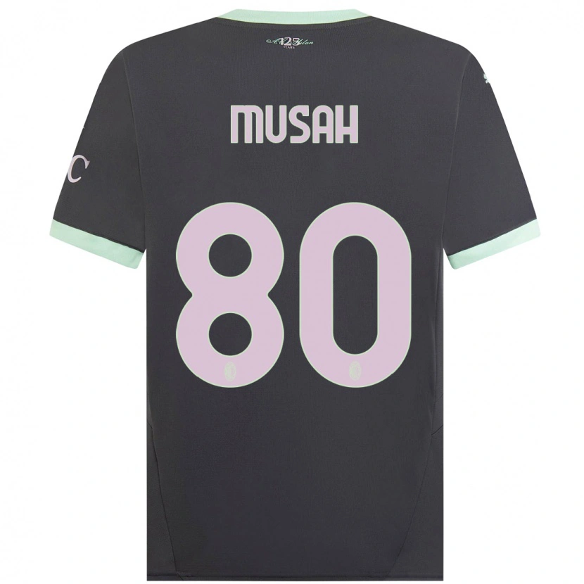 Danxen Niño Camiseta Yunus Musah #80 Gris Equipación Tercera 2024/25 La Camisa México
