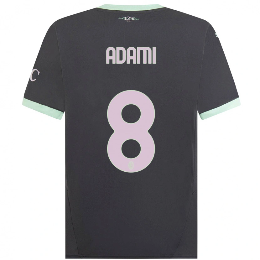 Danxen Niño Camiseta Greta Adami #8 Gris Equipación Tercera 2024/25 La Camisa México