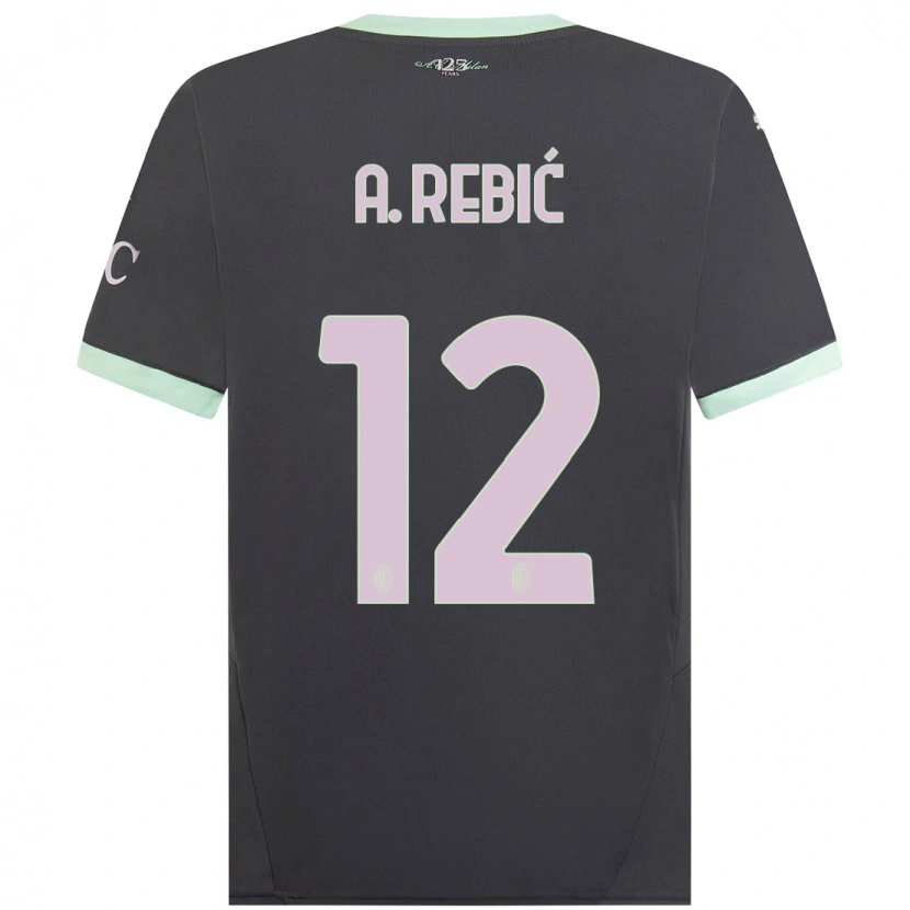 Danxen Niño Camiseta Ante Rebic #12 Gris Equipación Tercera 2024/25 La Camisa México