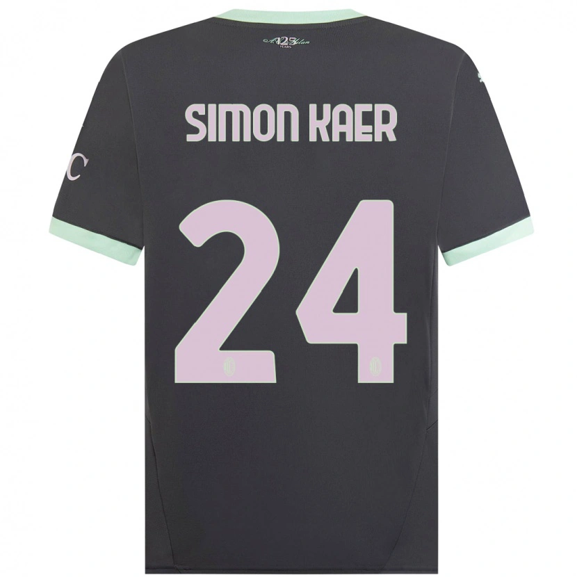 Danxen Niño Camiseta Simon Kaer #24 Gris Equipación Tercera 2024/25 La Camisa México