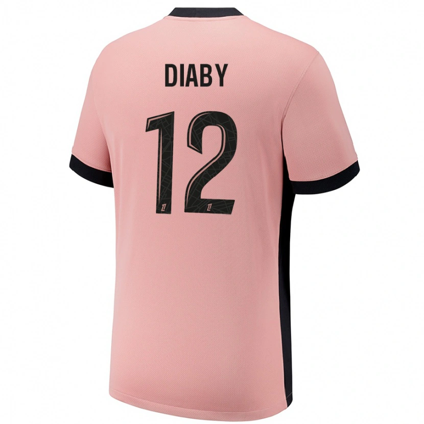Danxen Niño Camiseta Ibrahima Diaby #12 Rosa Óxido Equipación Tercera 2024/25 La Camisa México