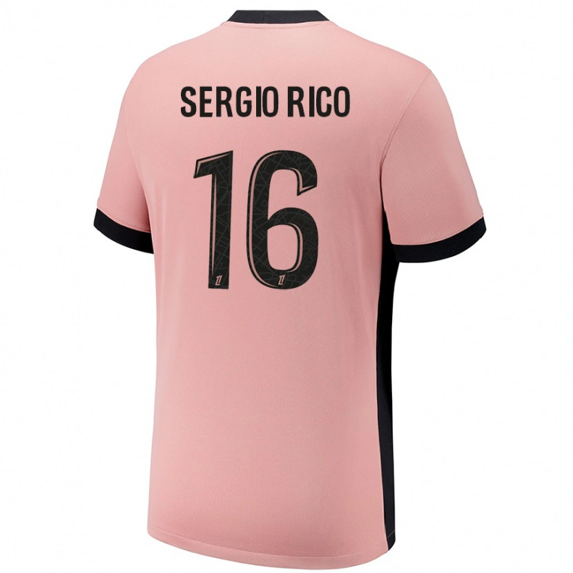 Danxen Niño Camiseta Sergio Rico #16 Rosa Óxido Equipación Tercera 2024/25 La Camisa México