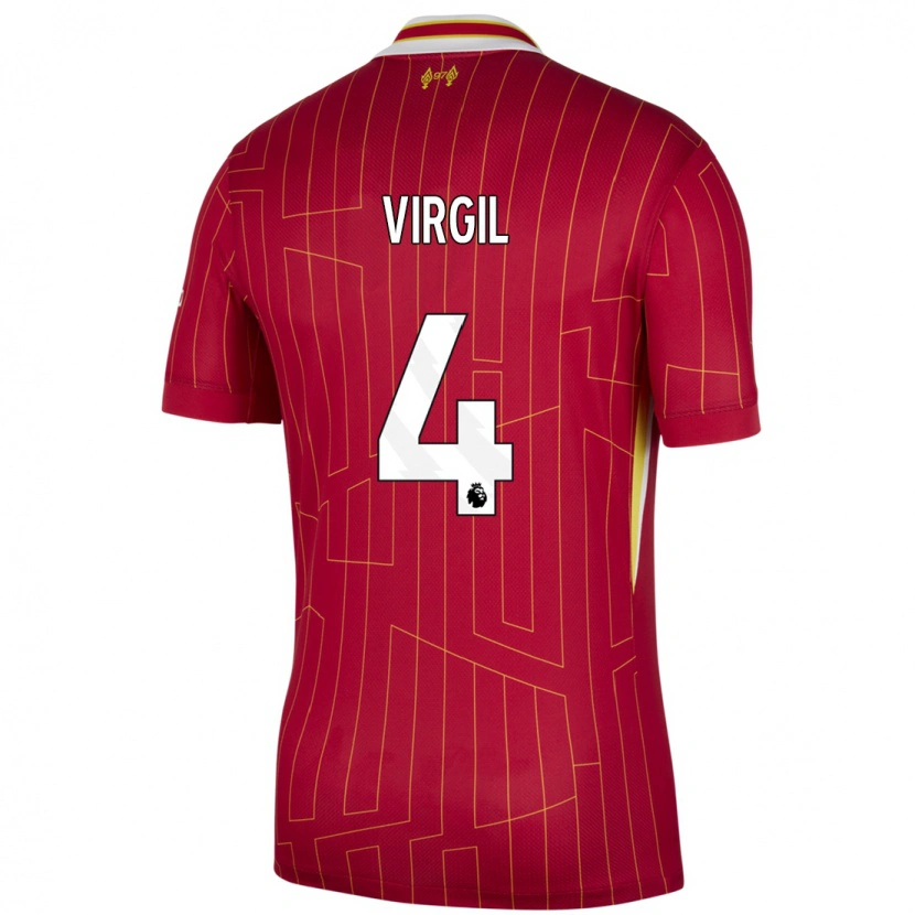 Danxen Hombre Camiseta Virgil Van Dijk #4 Rojo Amarillo Blanco 1ª Equipación 2024/25 La Camisa México