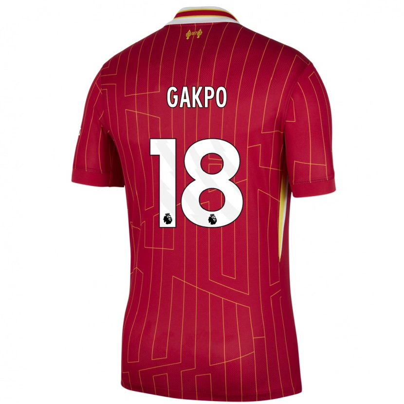 Danxen Hombre Camiseta Cody Gakpo #18 Rojo Amarillo Blanco 1ª Equipación 2024/25 La Camisa México