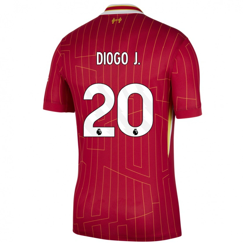 Danxen Hombre Camiseta Diogo Jota #20 Rojo Amarillo Blanco 1ª Equipación 2024/25 La Camisa México