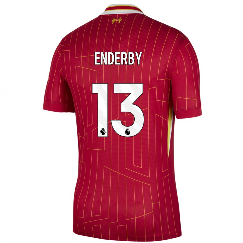 Danxen Hombre Camiseta Mia Enderby #13 Rojo Amarillo Blanco 1ª Equipación 2024/25 La Camisa México