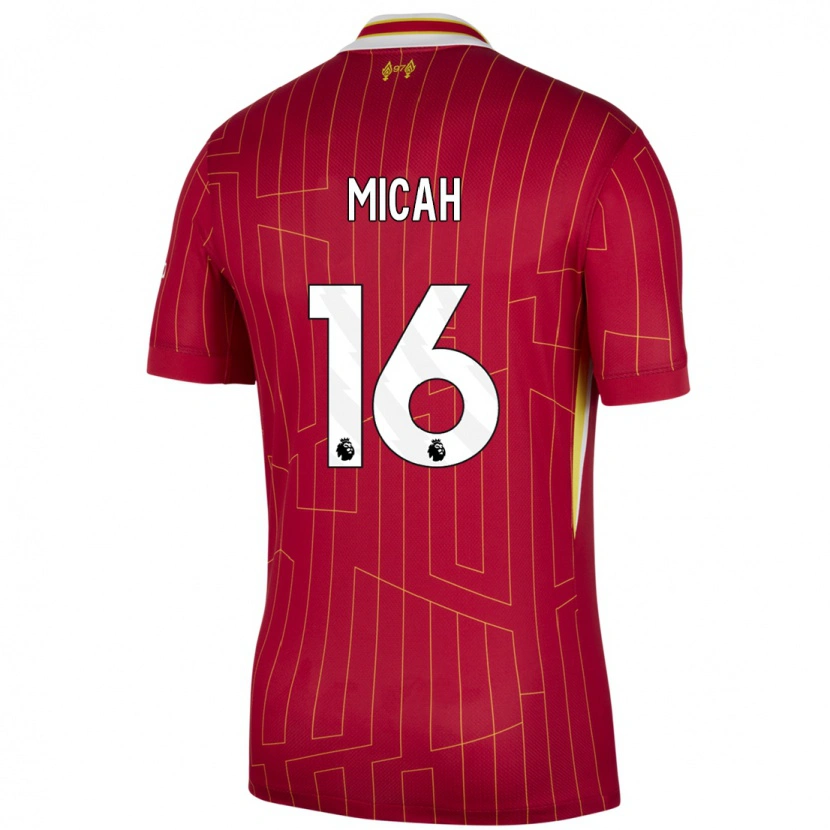Danxen Hombre Camiseta Teagan Micah #16 Rojo Amarillo Blanco 1ª Equipación 2024/25 La Camisa México