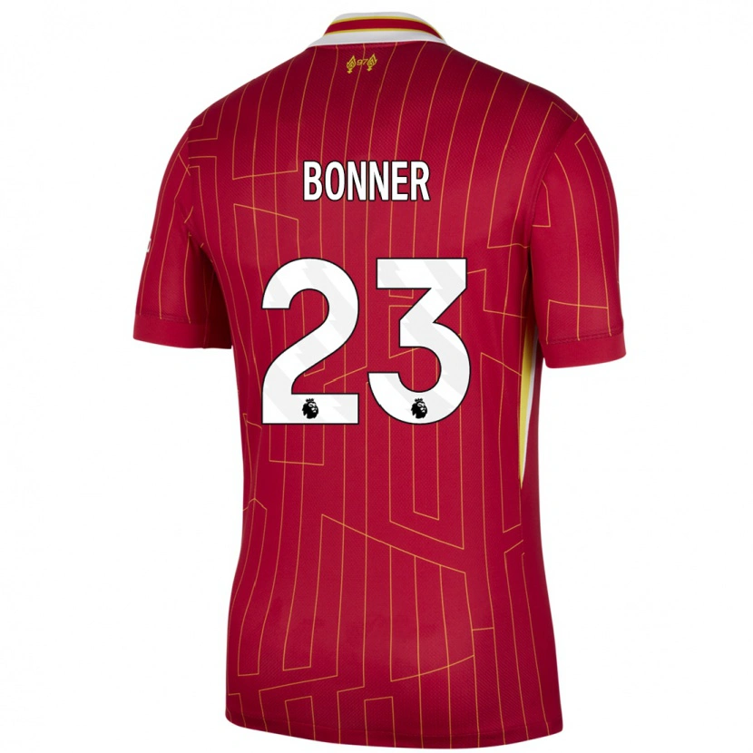 Danxen Hombre Camiseta Gemma Bonner #23 Rojo Amarillo Blanco 1ª Equipación 2024/25 La Camisa México