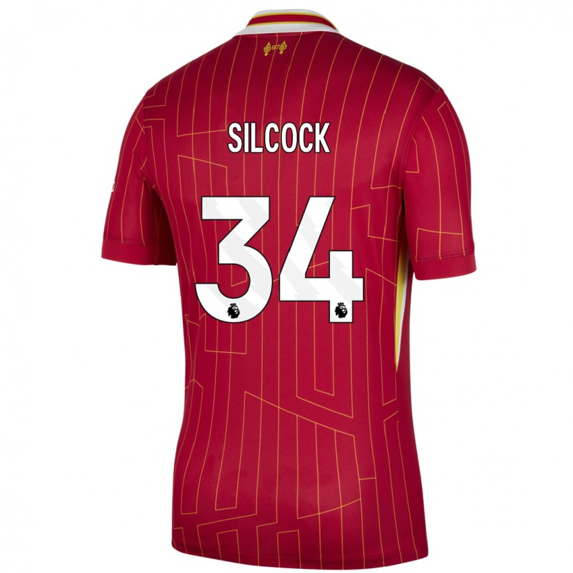 Danxen Hombre Camiseta Hannah Silcock #34 Rojo Amarillo Blanco 1ª Equipación 2024/25 La Camisa México