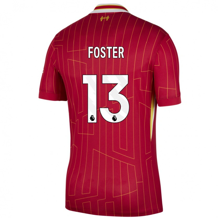 Danxen Hombre Camiseta Rylee Foster #13 Rojo Amarillo Blanco 1ª Equipación 2024/25 La Camisa México