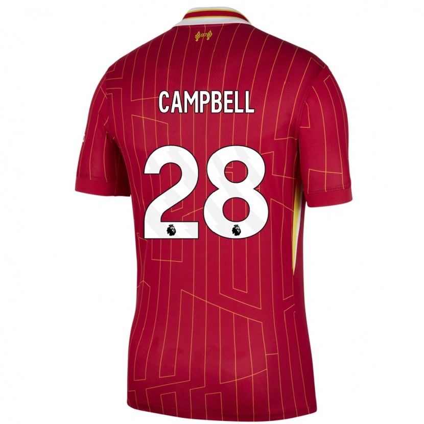 Danxen Hombre Camiseta Megan Campbell #28 Rojo Amarillo Blanco 1ª Equipación 2024/25 La Camisa México