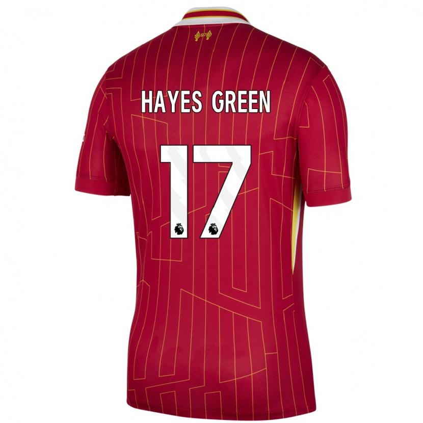 Danxen Hombre Camiseta Charlie Hayes-Green #17 Rojo Amarillo Blanco 1ª Equipación 2024/25 La Camisa México