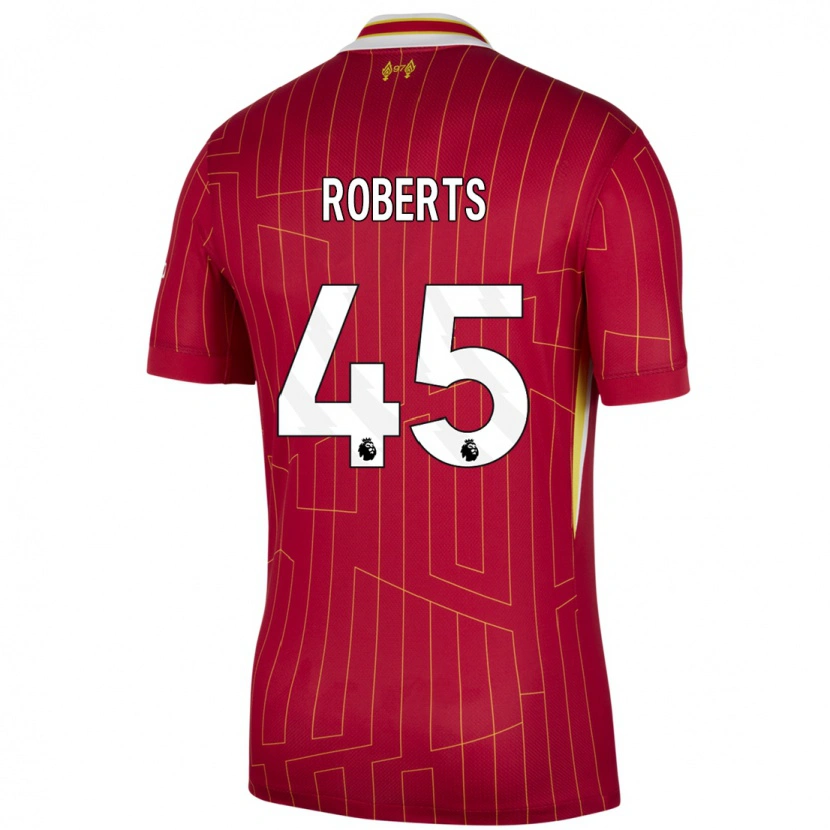 Danxen Hombre Camiseta Iwan Roberts #45 Rojo Amarillo Blanco 1ª Equipación 2024/25 La Camisa México