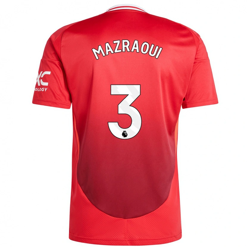 Danxen Hombre Camiseta Noussair Mazraoui #3 Rojo Brillante 1ª Equipación 2024/25 La Camisa México