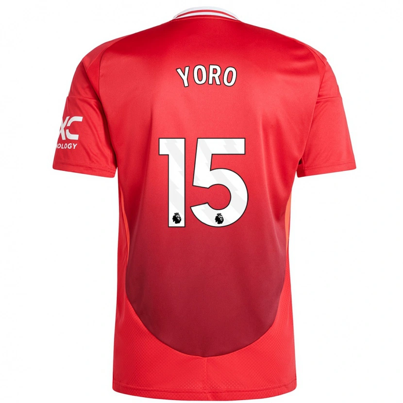 Danxen Hombre Camiseta Leny Yoro #15 Rojo Brillante 1ª Equipación 2024/25 La Camisa México