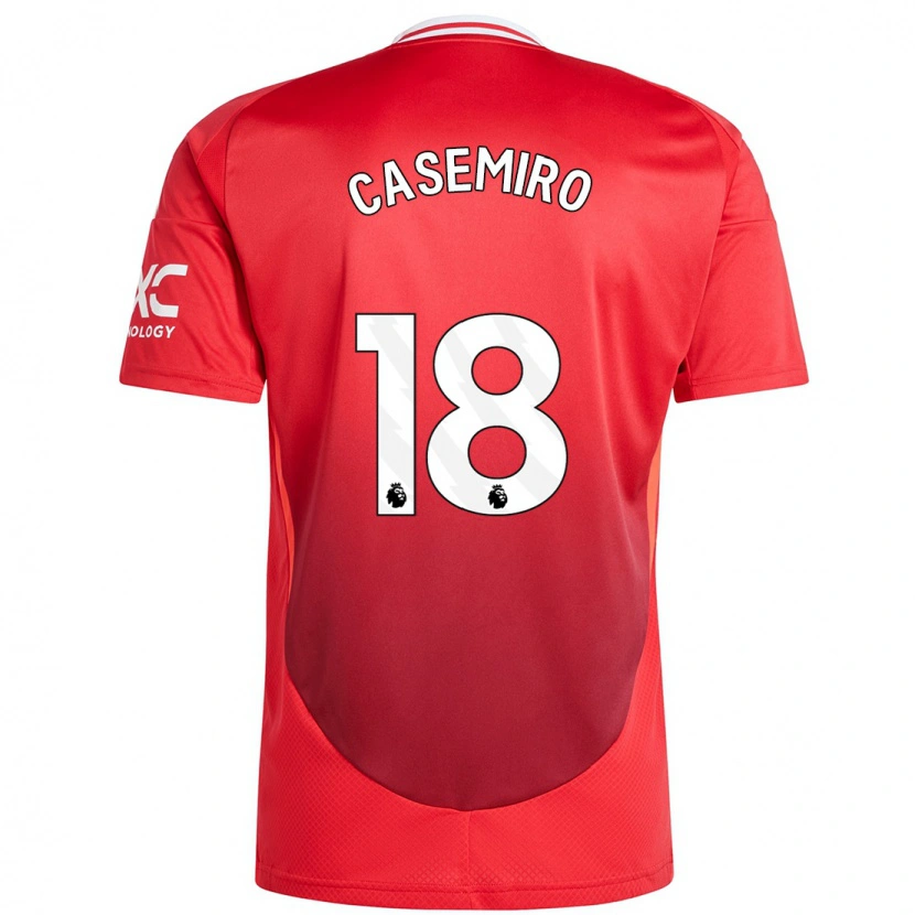 Danxen Hombre Camiseta Casemiro #18 Rojo Brillante 1ª Equipación 2024/25 La Camisa México